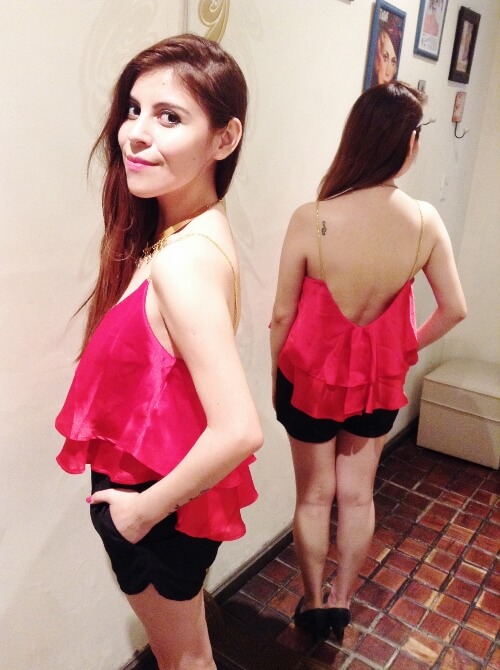 red-top-backless-sexy-black-shorts-summer2015