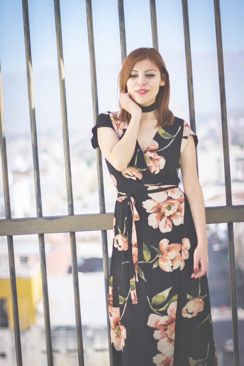 deborah ferrero fashion blogger argentina yoins floral wrap maxi dress review