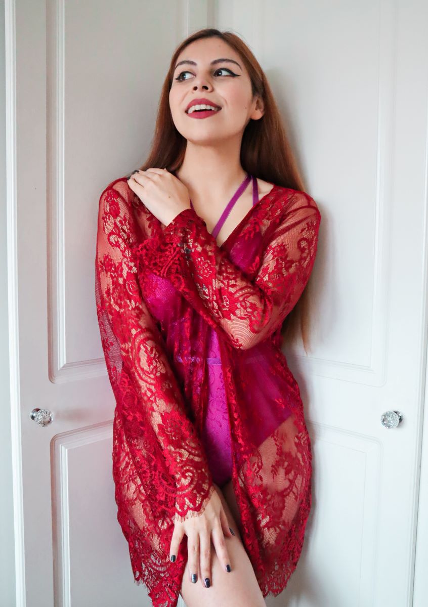 dresslily review burgundy lace coverup